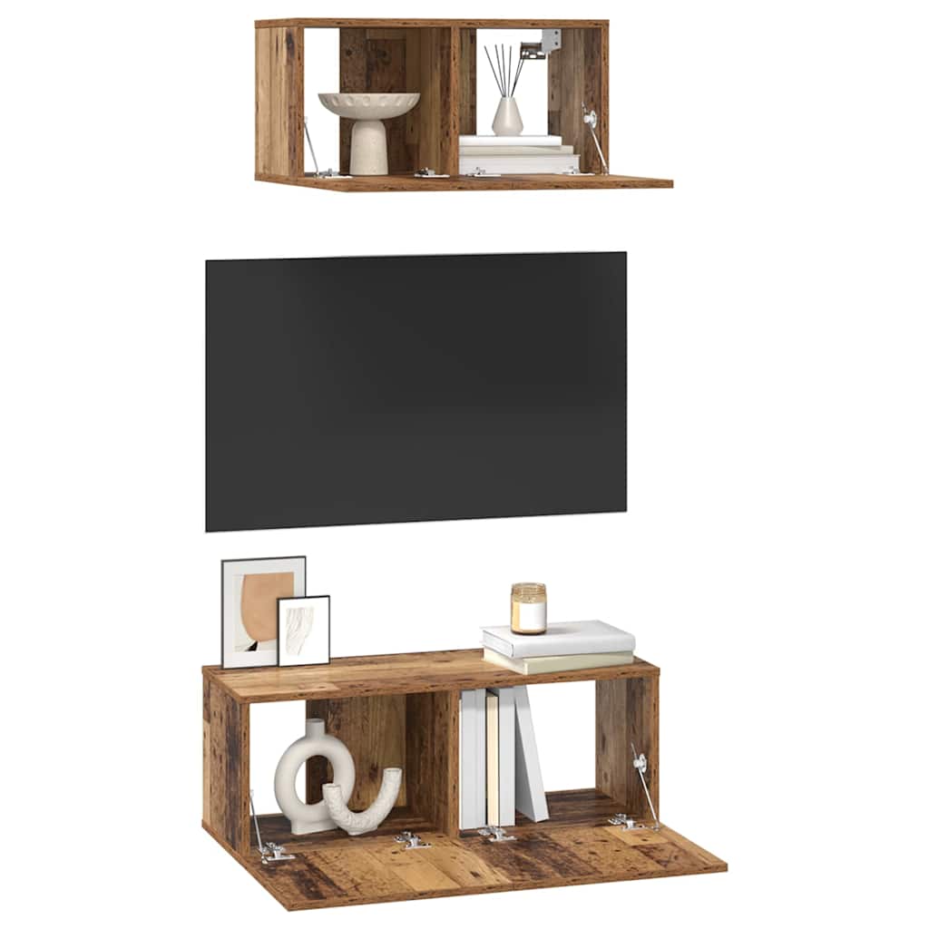 vidaXL TV Cabinet Set 2 pcs Old Wood Engineered Wood 3