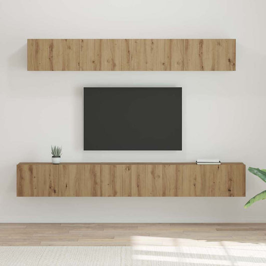 5 Piece TV Cabinet Set Engineered Wood Width 100 cm Artisan oak