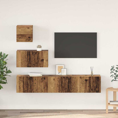 4 Piece TV Cabinet Set Engineered Wood Width 60/80 cm Old wood