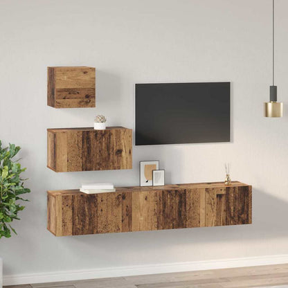 4 Piece TV Cabinet Set Engineered Wood Width 60/80 cm Old wood