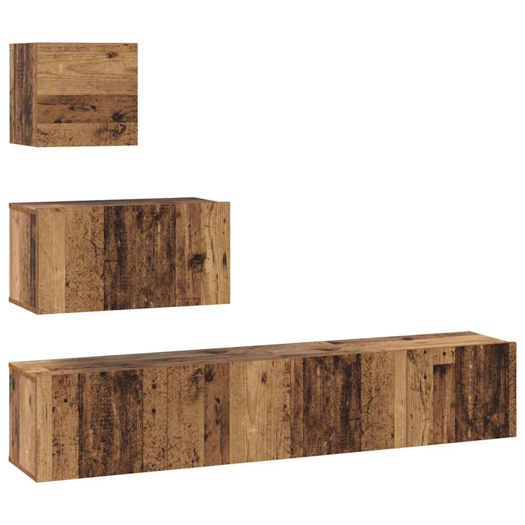 4 Piece TV Cabinet Set Engineered Wood Width 60/80 cm Old wood