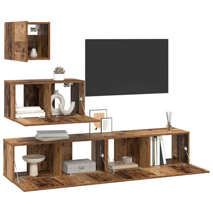 4 Piece TV Cabinet Set Engineered Wood Width 60/80 cm Old wood