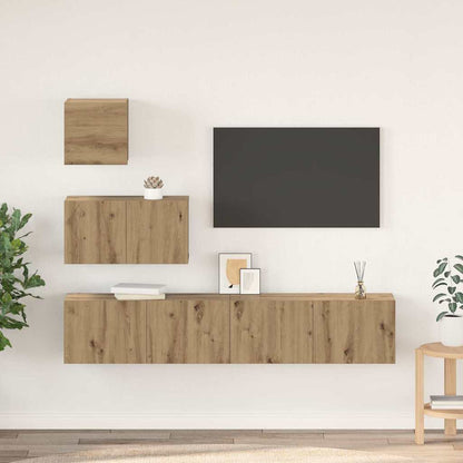 4 Piece TV Cabinet Set Engineered Wood Width 60/80 cm Artisan oak