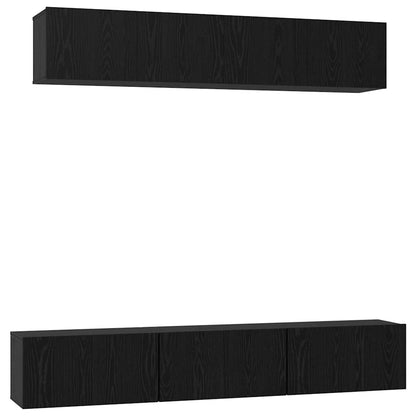 TV Cabinet Set Engineered Wood 6 pcs Black oak