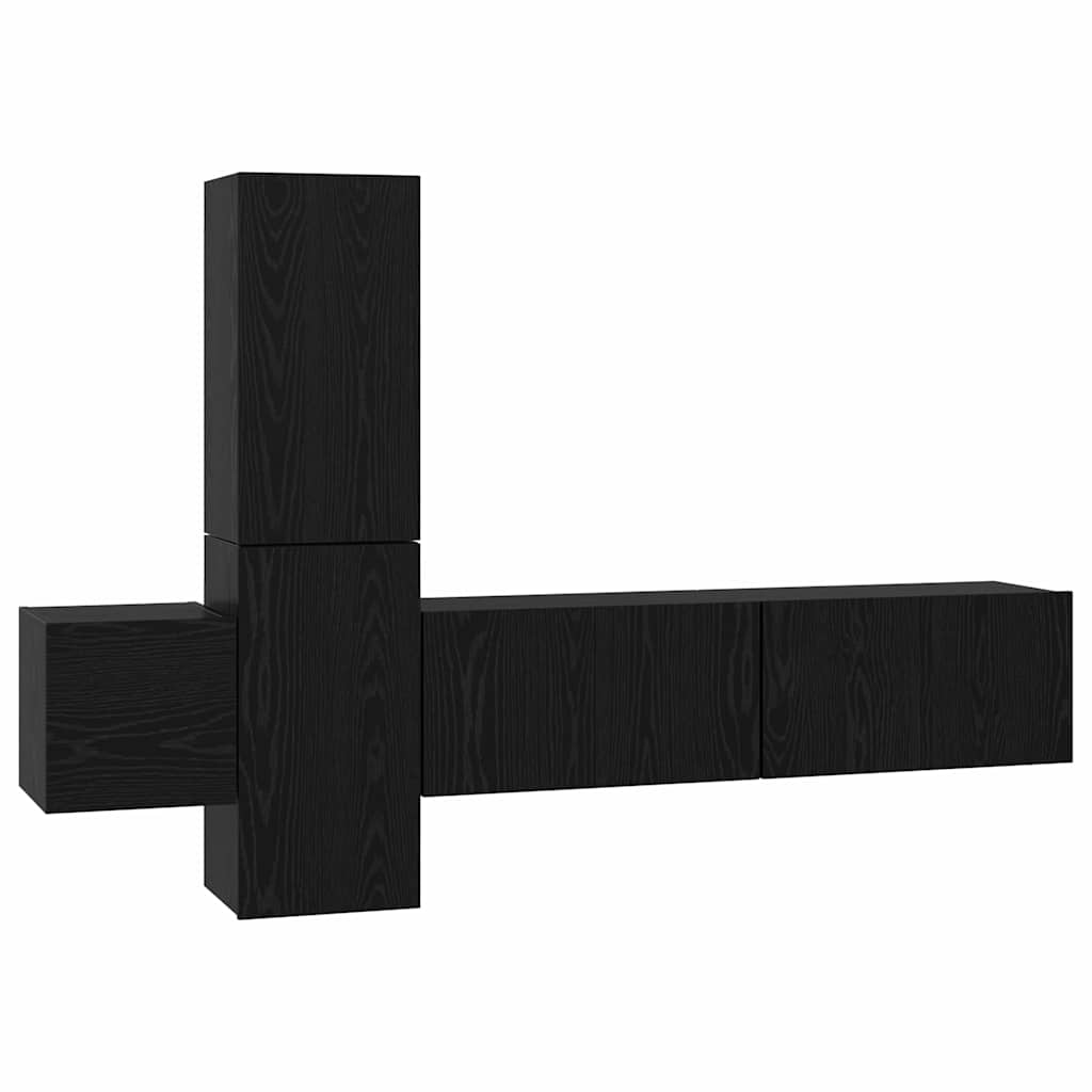 5 Piece TV Cabinet Set Engineered Wood Width 120 cm Black oak