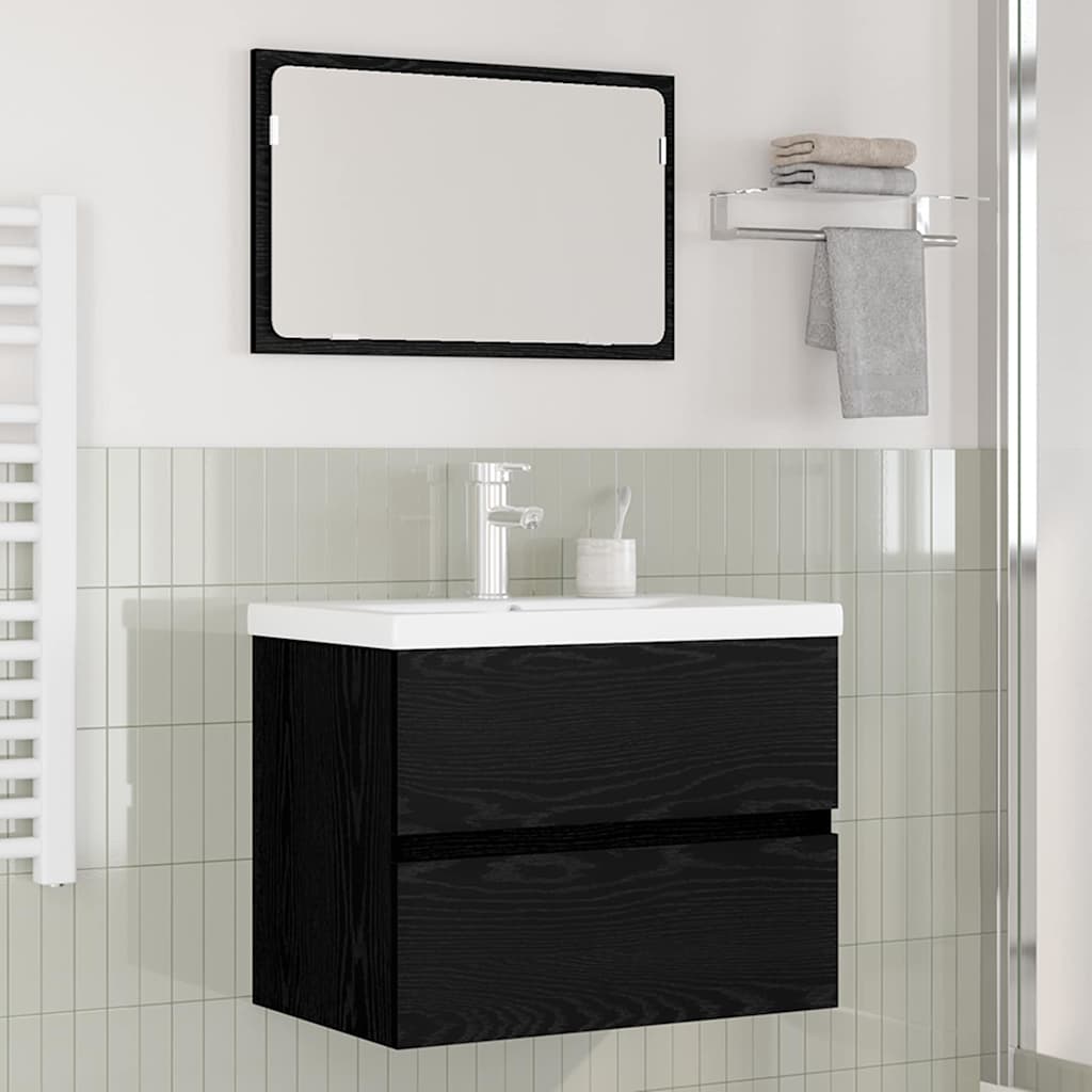 Bathroom Furniture Set Engineered Wood 60 x 38.5 x 45 cm Black oak