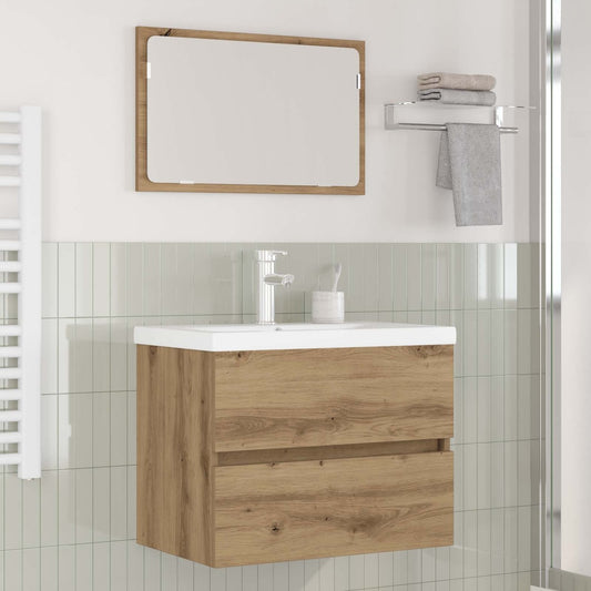 Bathroom Furniture Set Engineered Wood Depth 38.5 cm with Faucet Width 60 cm Artisan oak