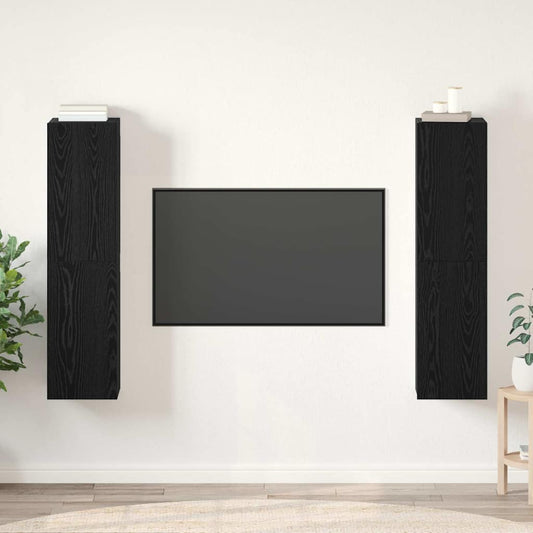 4 Piece TV Cabinet Set 30.5x30x60 cm Engineered Wood Black oak