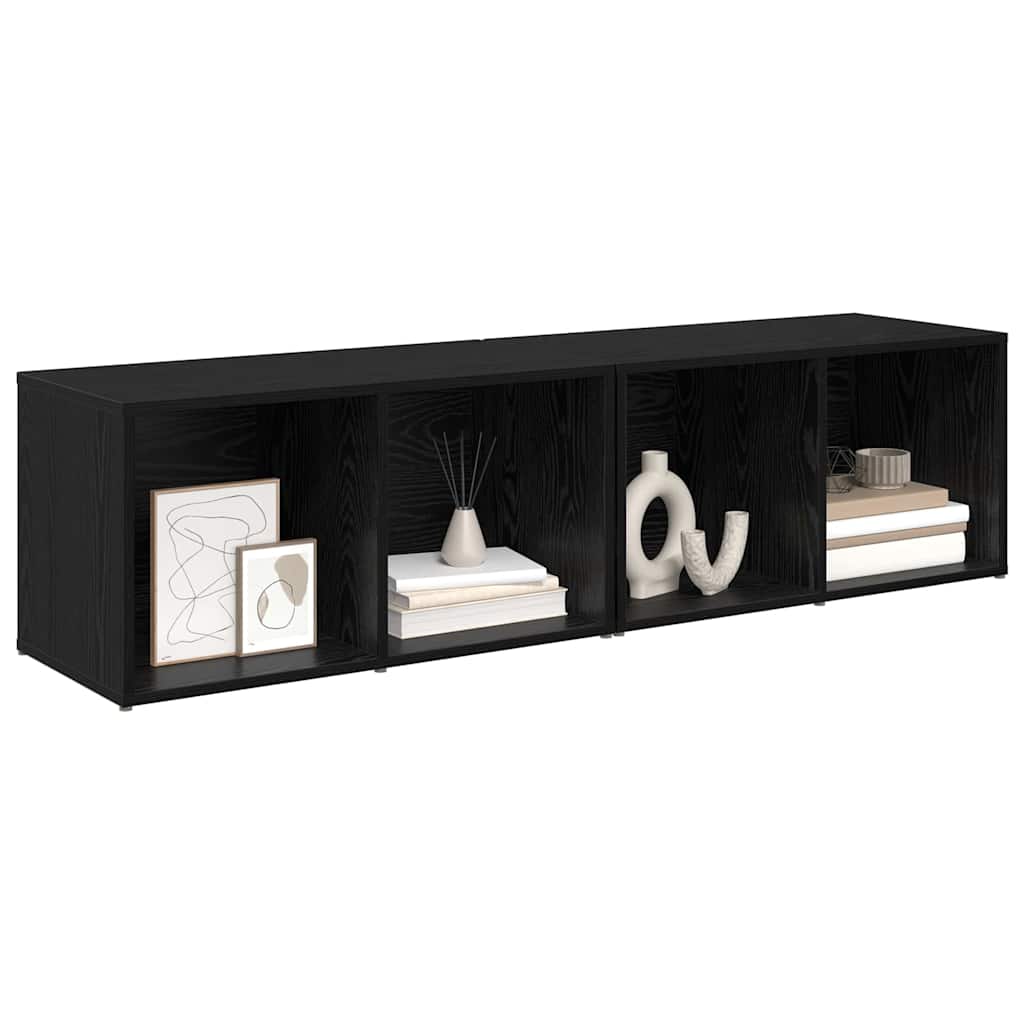 vidaXL TV Cabinet Set 2 pcs Black Oak Engineered Wood 3