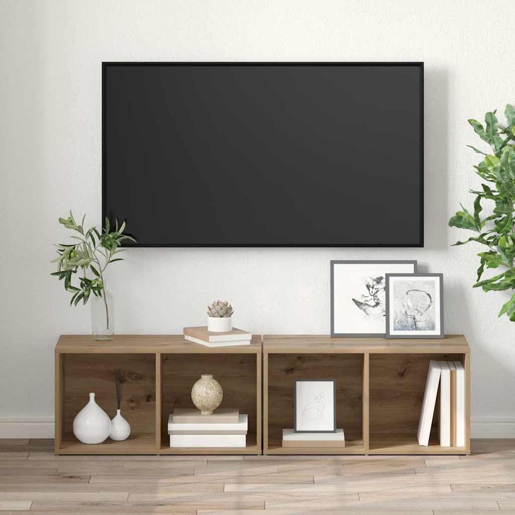 vidaXL TV Cabinet Set 2 pcs Artisan Oak Engineered Wood 4