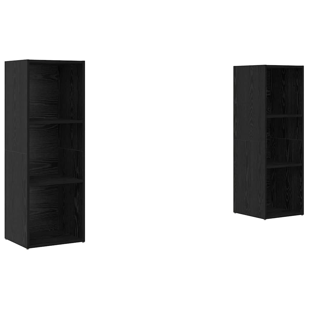 2 Piece TV Cabinet Set 107x35x37 cm Engineered Wood Black oak