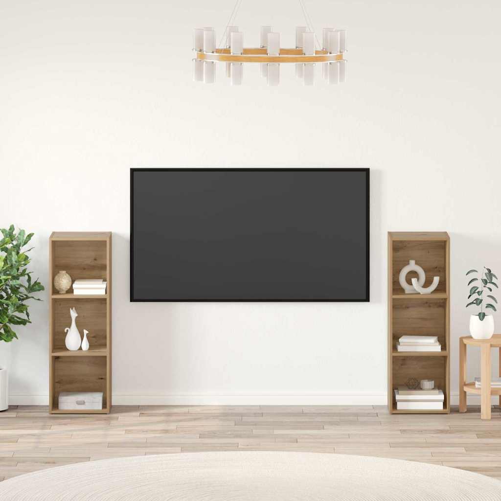 2 Piece TV Cabinet Set 107x35x37 cm Engineered Wood Artisan oak