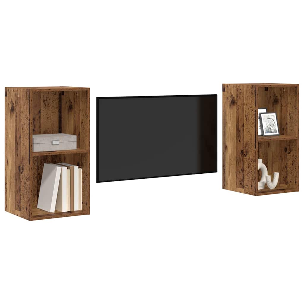 vidaXL TV Cabinet Set 2 pcs Old Wood Engineered Wood 3
