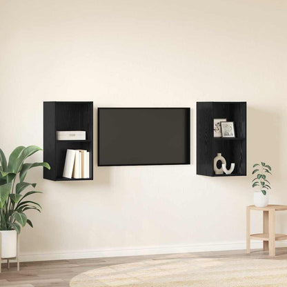 vidaXL TV Cabinet Set 2 pcs Black Oak Engineered Wood 4