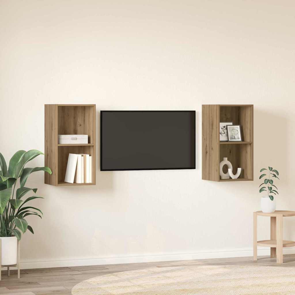 vidaXL TV Cabinet Set 2 pcs Artisan Oak Engineered Wood 4