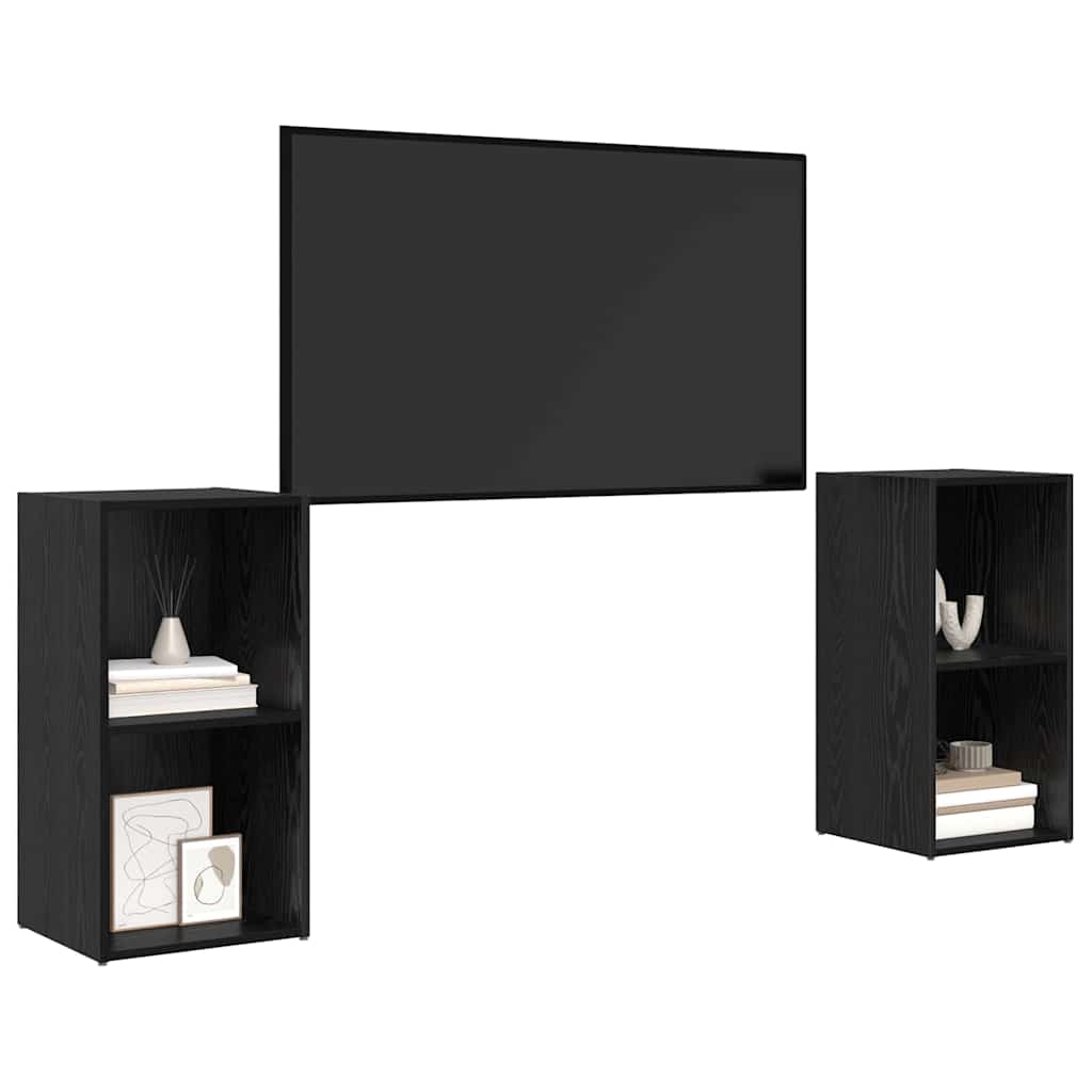 vidaXL TV Cabinet Set 2 pcs Black Oak Engineered Wood 3