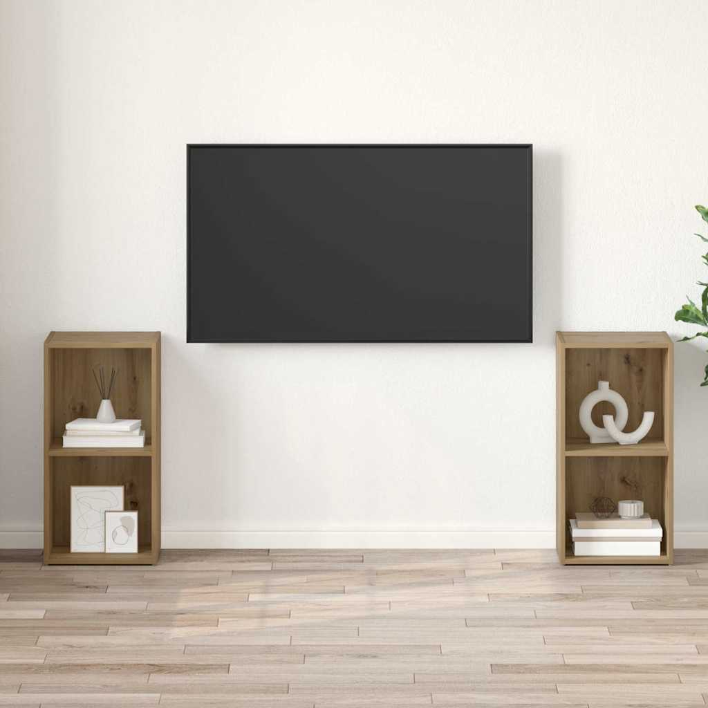 vidaXL TV Cabinet Set 2 pcs Artisan Oak Engineered Wood 4