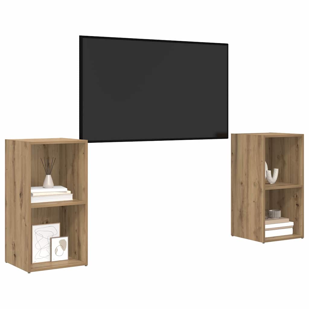 vidaXL TV Cabinet Set 2 pcs Artisan Oak Engineered Wood 3