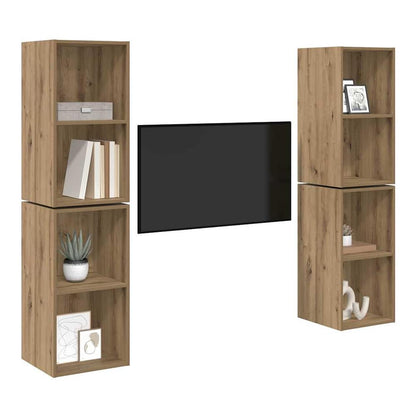4 Piece Wall-mounted TV Cabinet Set Engineered Wood Artisan oak