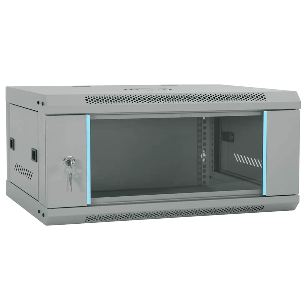 vidaXL Network Cabinet with Storage Grey 60 x 45 x 28 cm Steel 1
