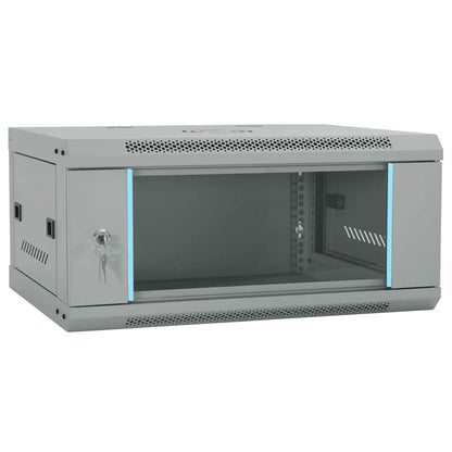 vidaXL Network Cabinet with Storage Grey 60 x 45 x 28 cm Steel 1