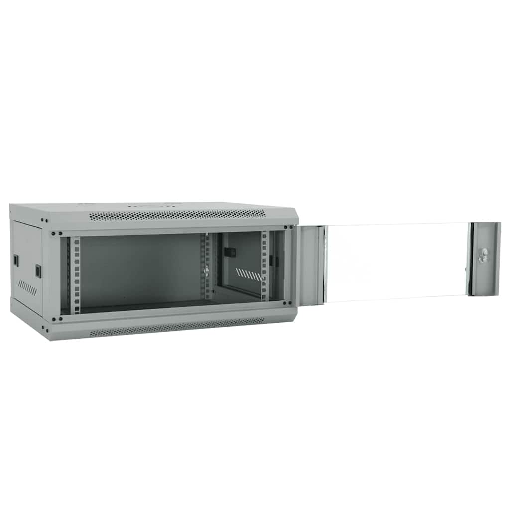 vidaXL Network Cabinet with Storage Grey 60 x 45 x 28 cm Steel 2
