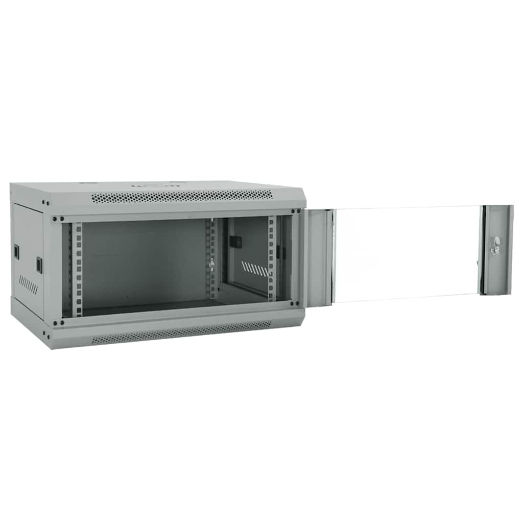 vidaXL Network Cabinet with Storage Grey 60 x 45 x 35 cm Steel 2