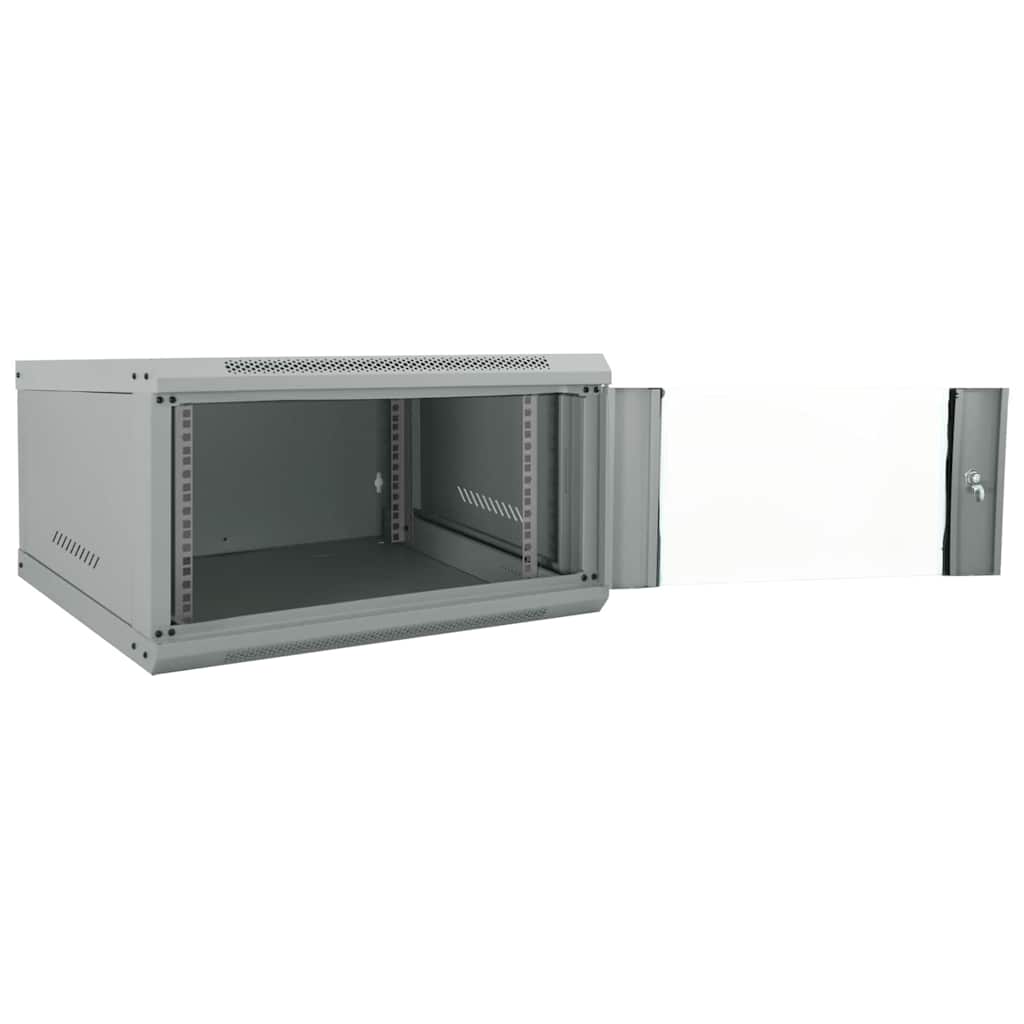 vidaXL Network Cabinet with Storage Grey 60 x 60 x 35 cm Steel 2