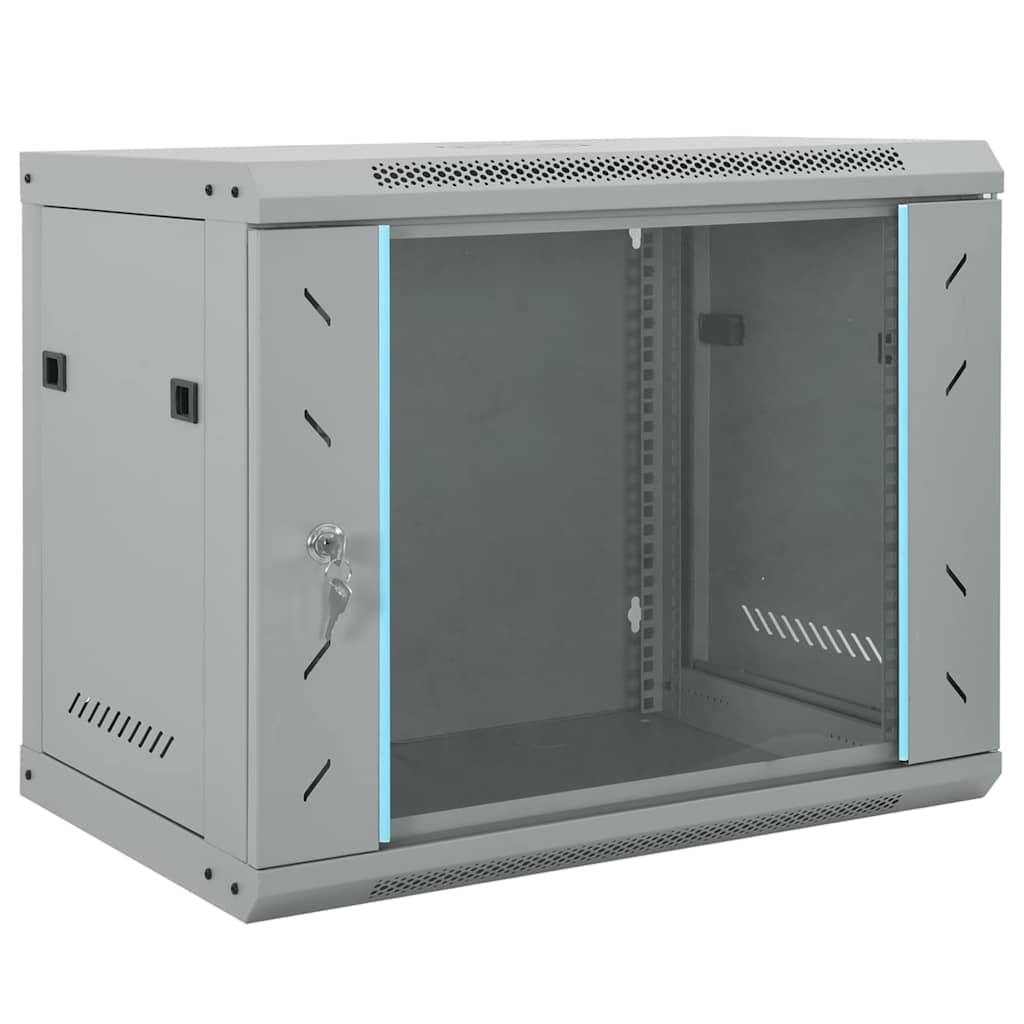 Network Cabinet with Storage Steel Grey 60 cm 50 cm 45 cm