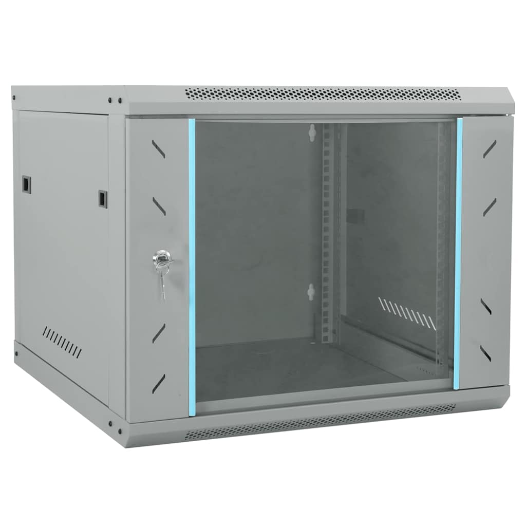 vidaXL Network Cabinet with Storage Steel Grey
