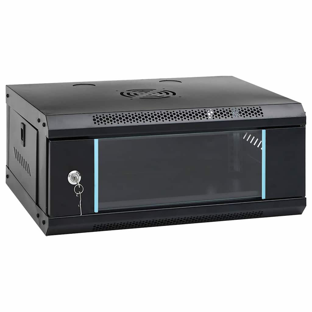 vidaXL Network Cabinet with Storage Black 53 x 35 x 21 cm Steel 1
