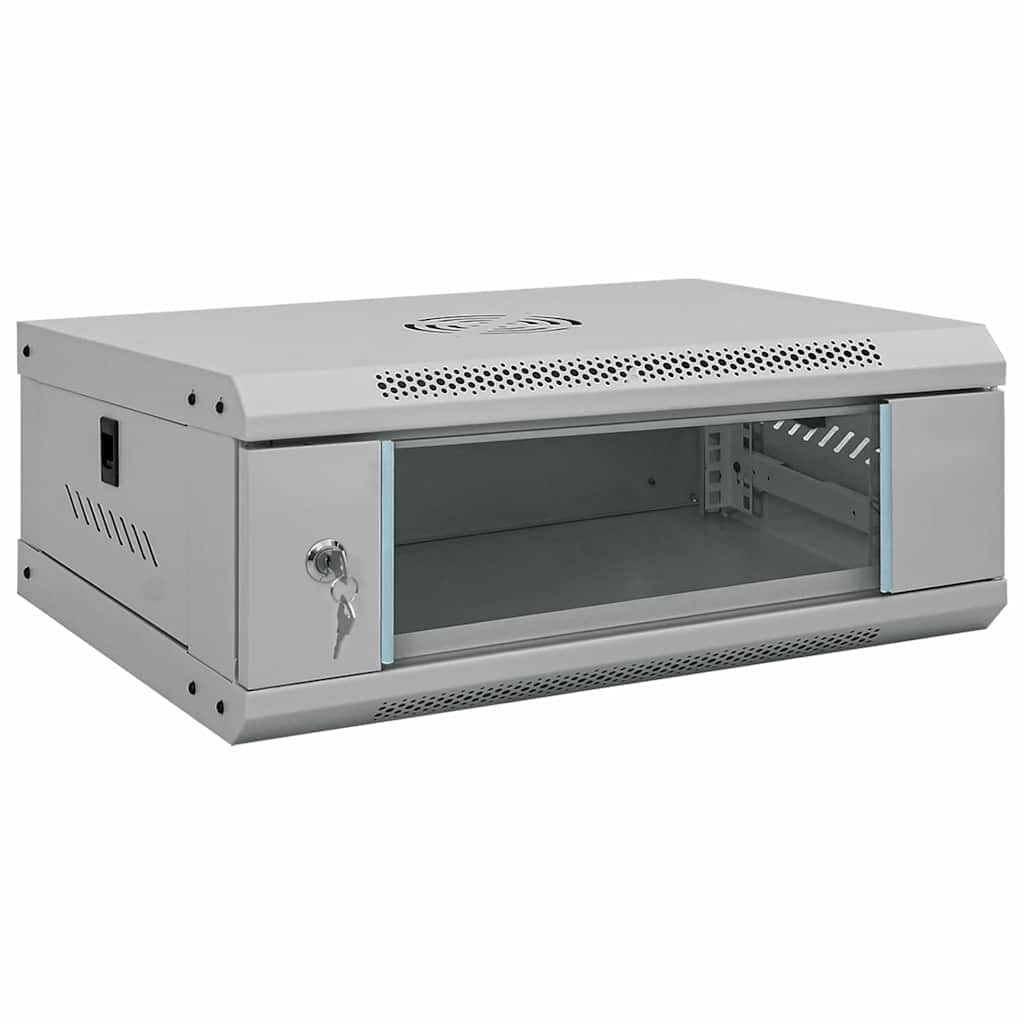 vidaXL Network Cabinet with Storage Grey 53 x 35 x 21 cm Steel 1
