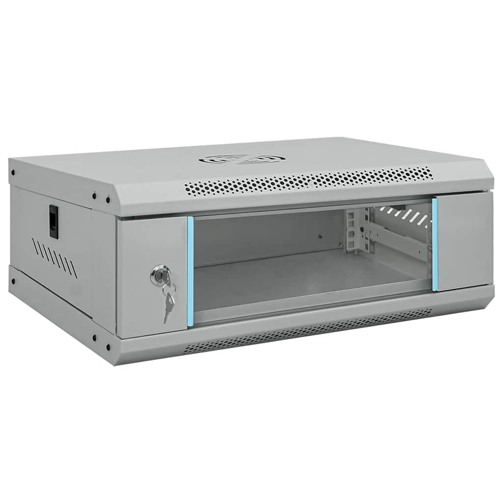 vidaXL Network Cabinet with Storage Grey 53 x 35 x 21 cm Steel 5