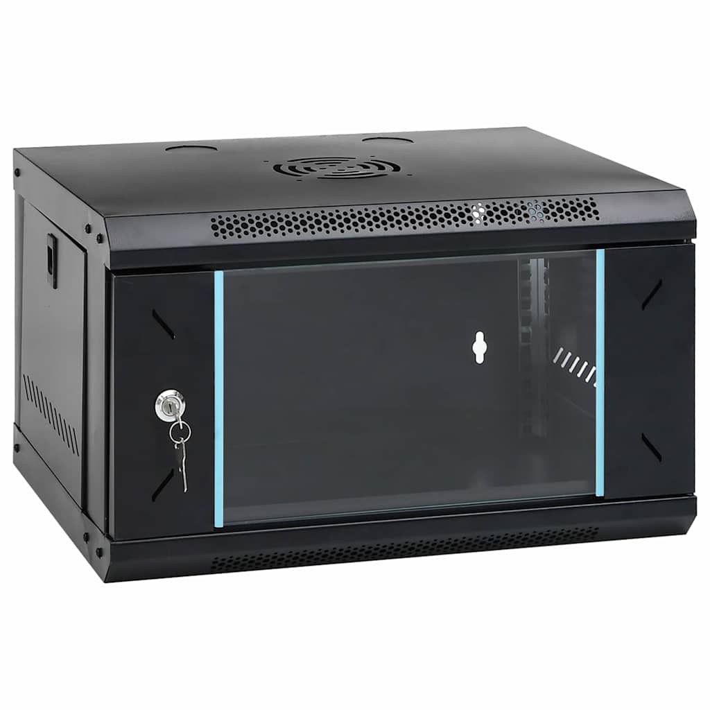 vidaXL Network Cabinet with Storage Black 53 x 45 x 30 cm Steel 1