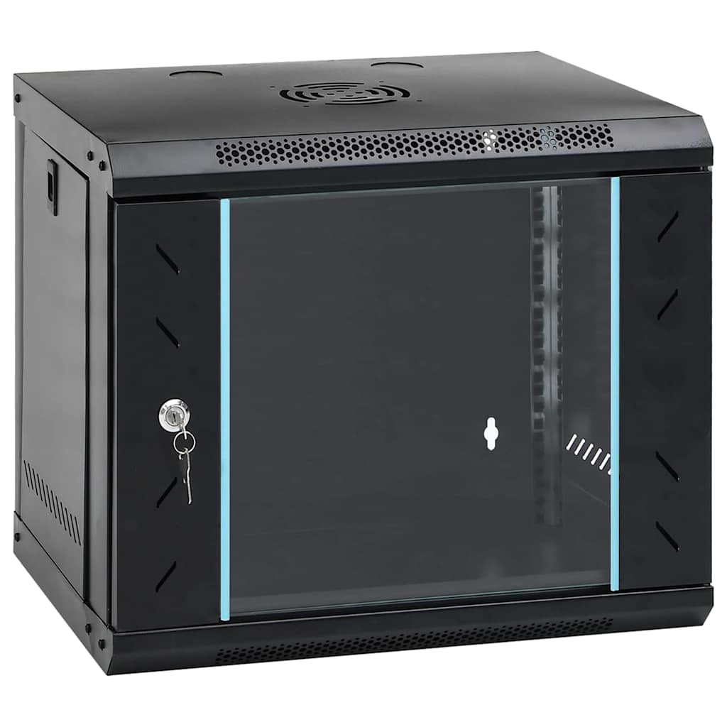 Network Cabinet with Storage Steel Black 53 cm 45 cm 45 cm