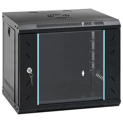 Network Cabinet with Storage Steel Black 53 cm 45 cm 45 cm