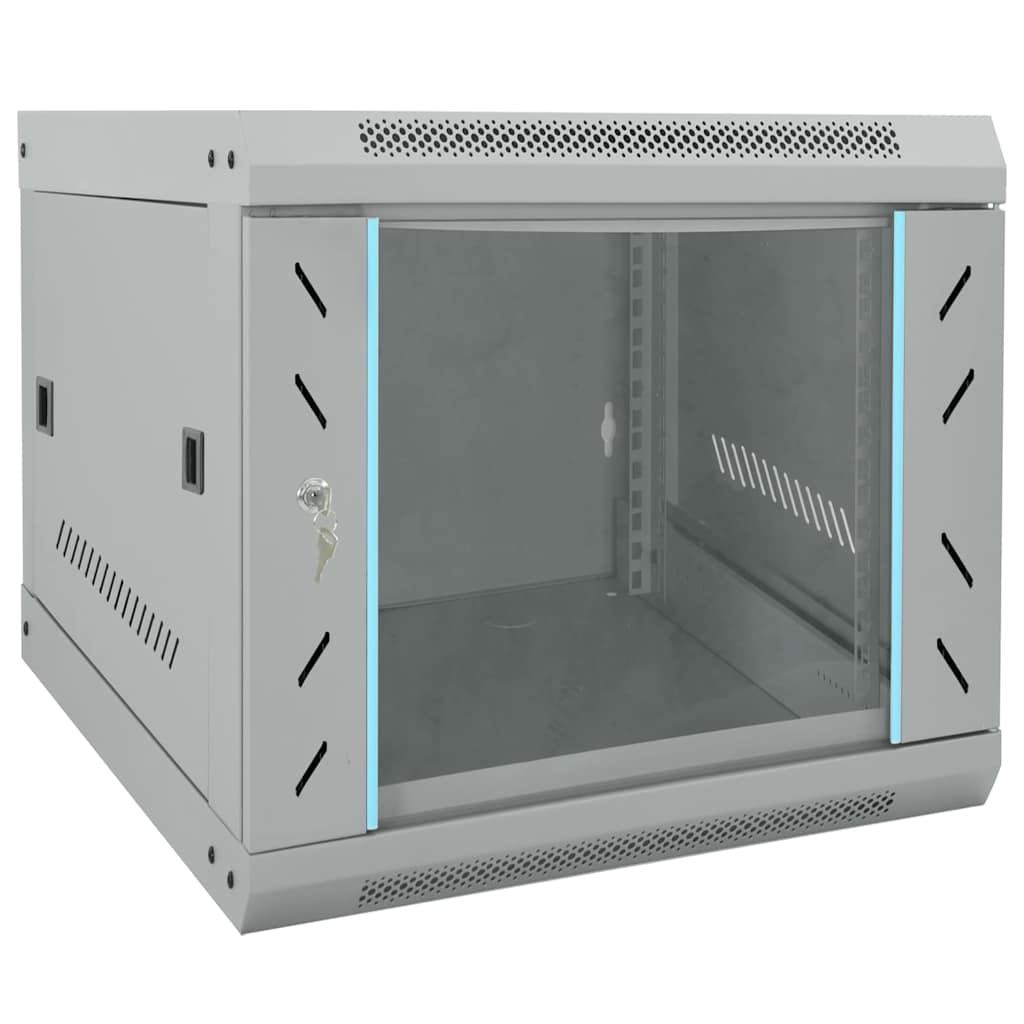 vidaXL Network Cabinet with Storage Steel Grey