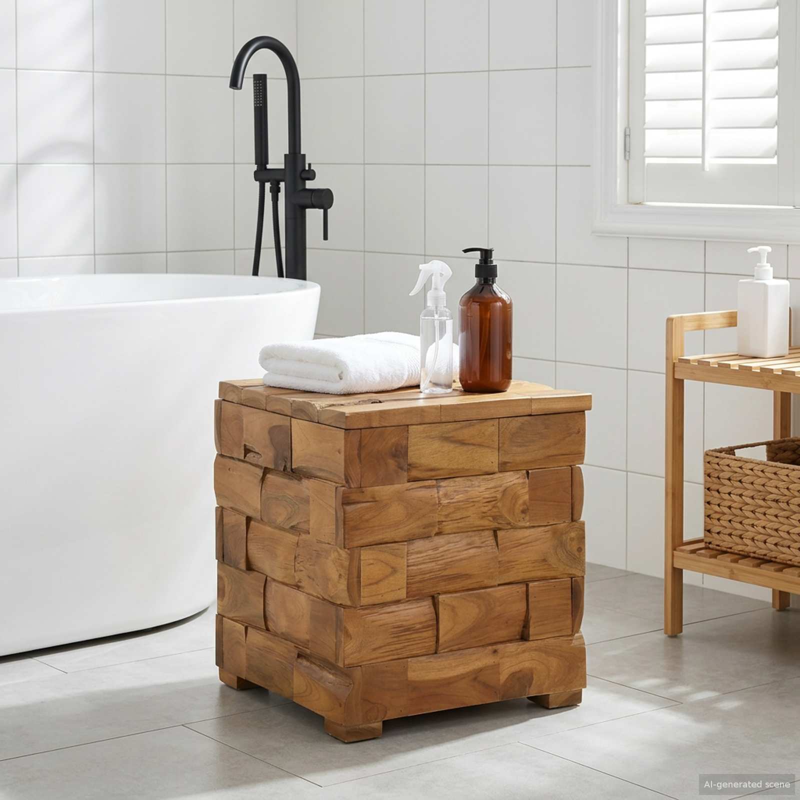 vidaXL Storage Stool Brown 40 x 40 x 45 cm Solid Teak Wood 1
