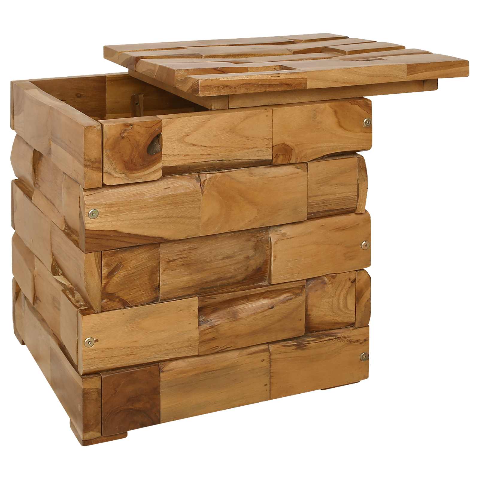 vidaXL Storage Stool Brown 40 x 40 x 45 cm Solid Teak Wood 3