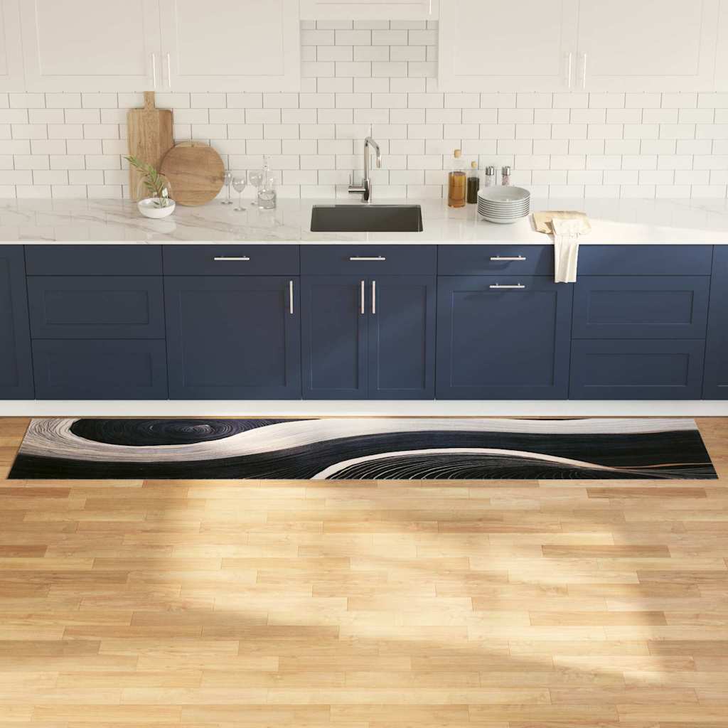 vidaXL Kitchen Rug Black 300 x 60 cm Velvet 1
