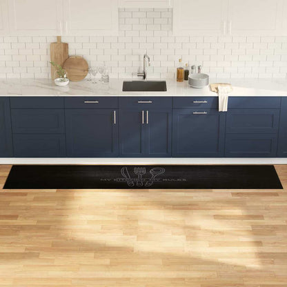 vidaXL Kitchen Rug Cutlery Black 300 x 60 cm Velvet 1