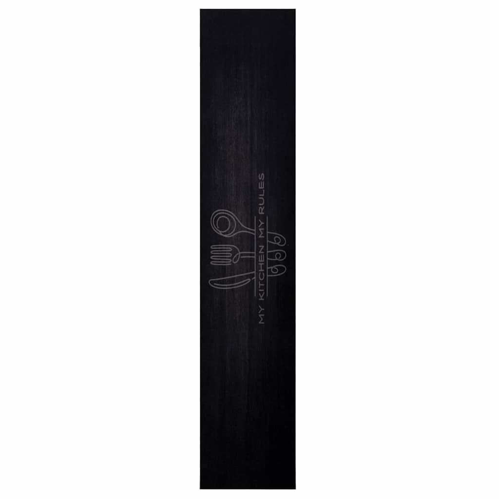 vidaXL Kitchen Rug Cutlery Black 300 x 60 cm Velvet 2