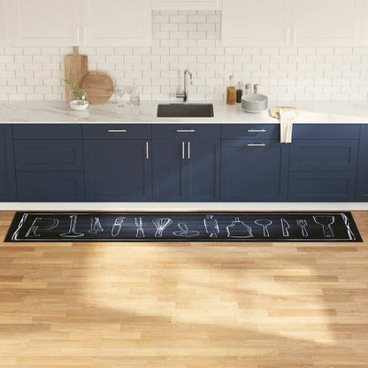 vidaXL Kitchen Rug Black 300 x 60 cm Velvet 1