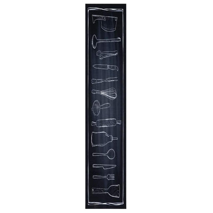 vidaXL Kitchen Rug Black 300 x 60 cm Velvet 2