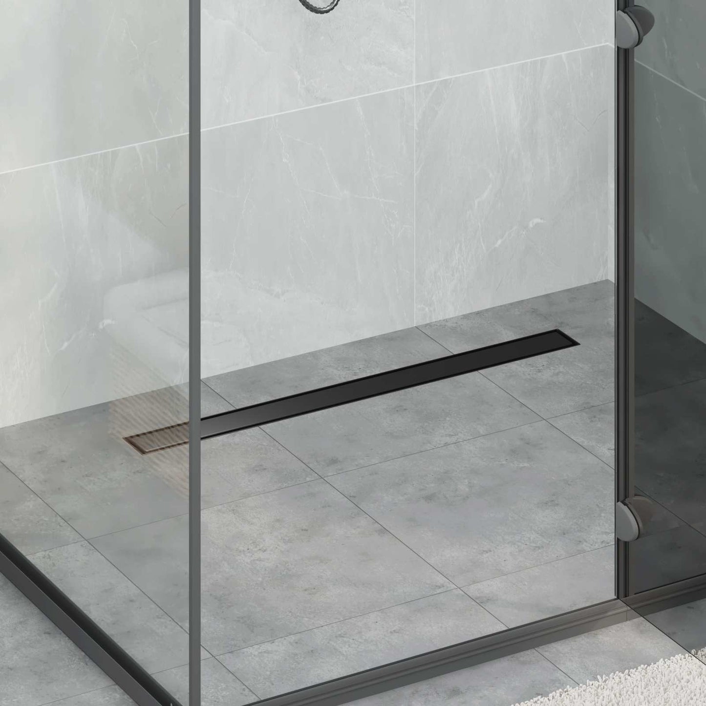 vidaXL Shower Drain 2-in-1 with 360° Siphon Black 80 cm 1