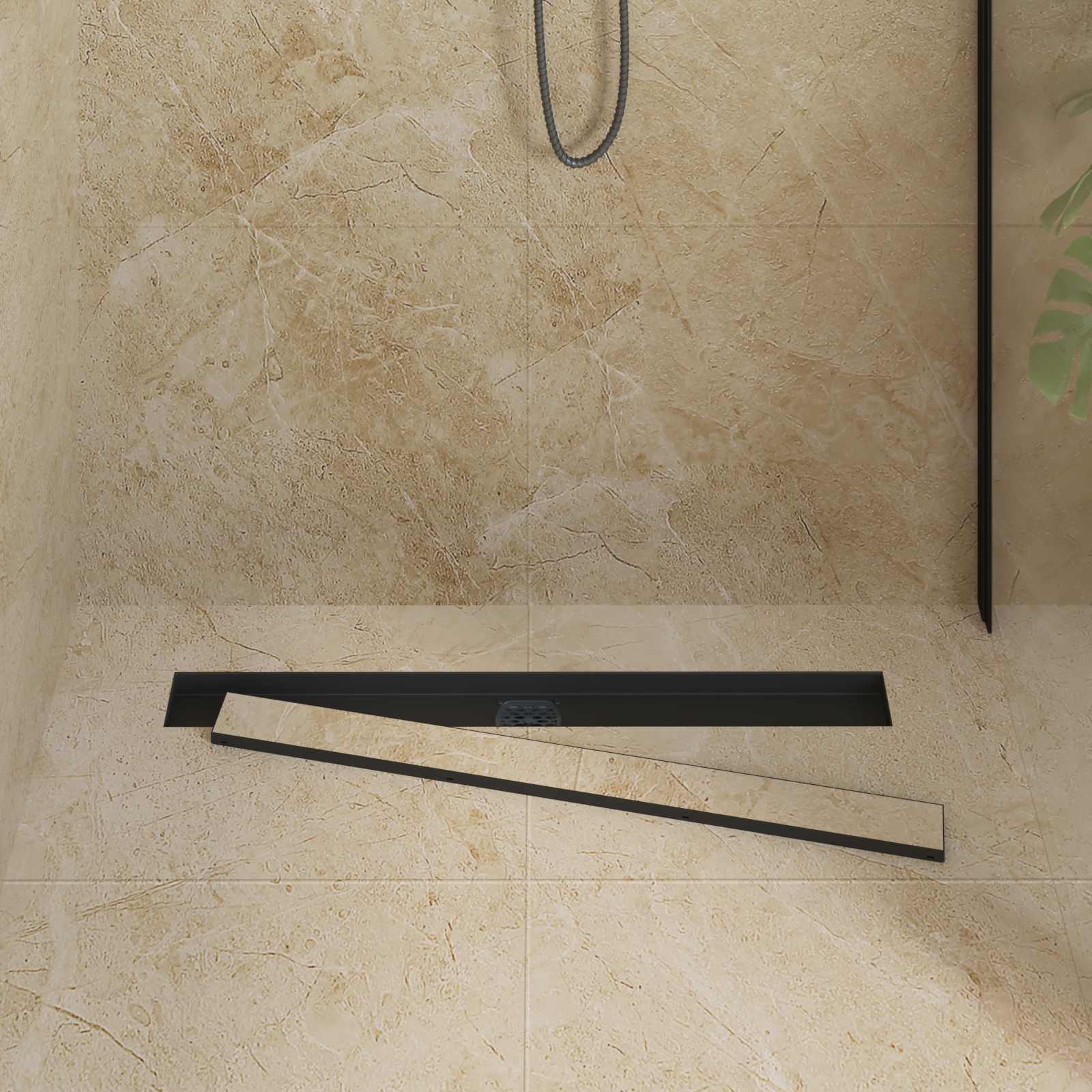 vidaXL Shower Drain 2-in-1 with 360° Siphon Black 80 cm 3