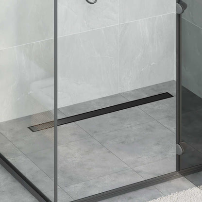 vidaXL Shower Drain 2-in-1 with 360° Siphon Black 90 cm 1