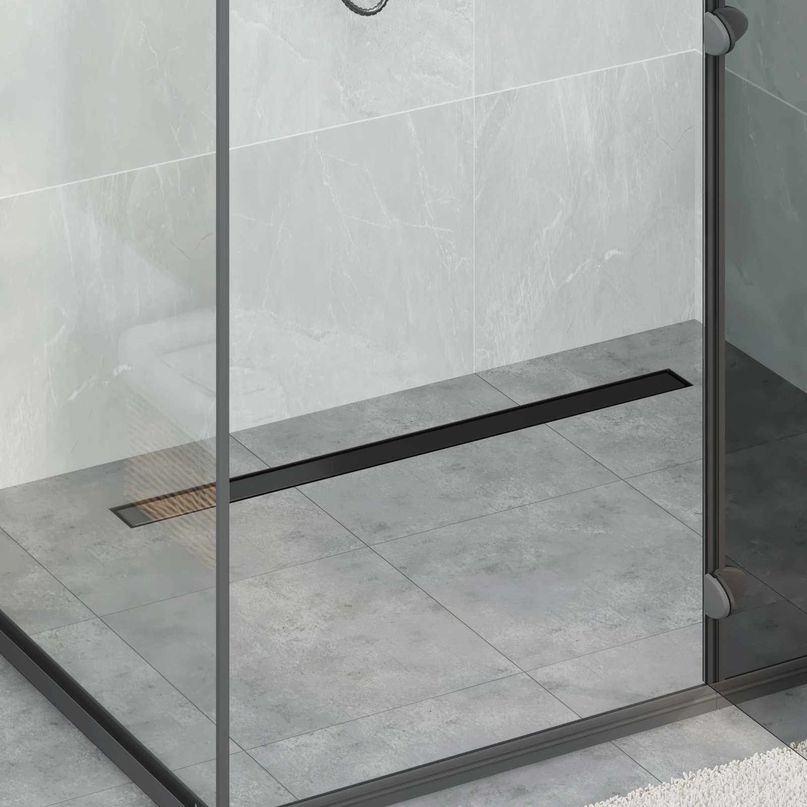vidaXL 2 in 1 Shower Drain Black 100 cm Stainless Steel 304 1