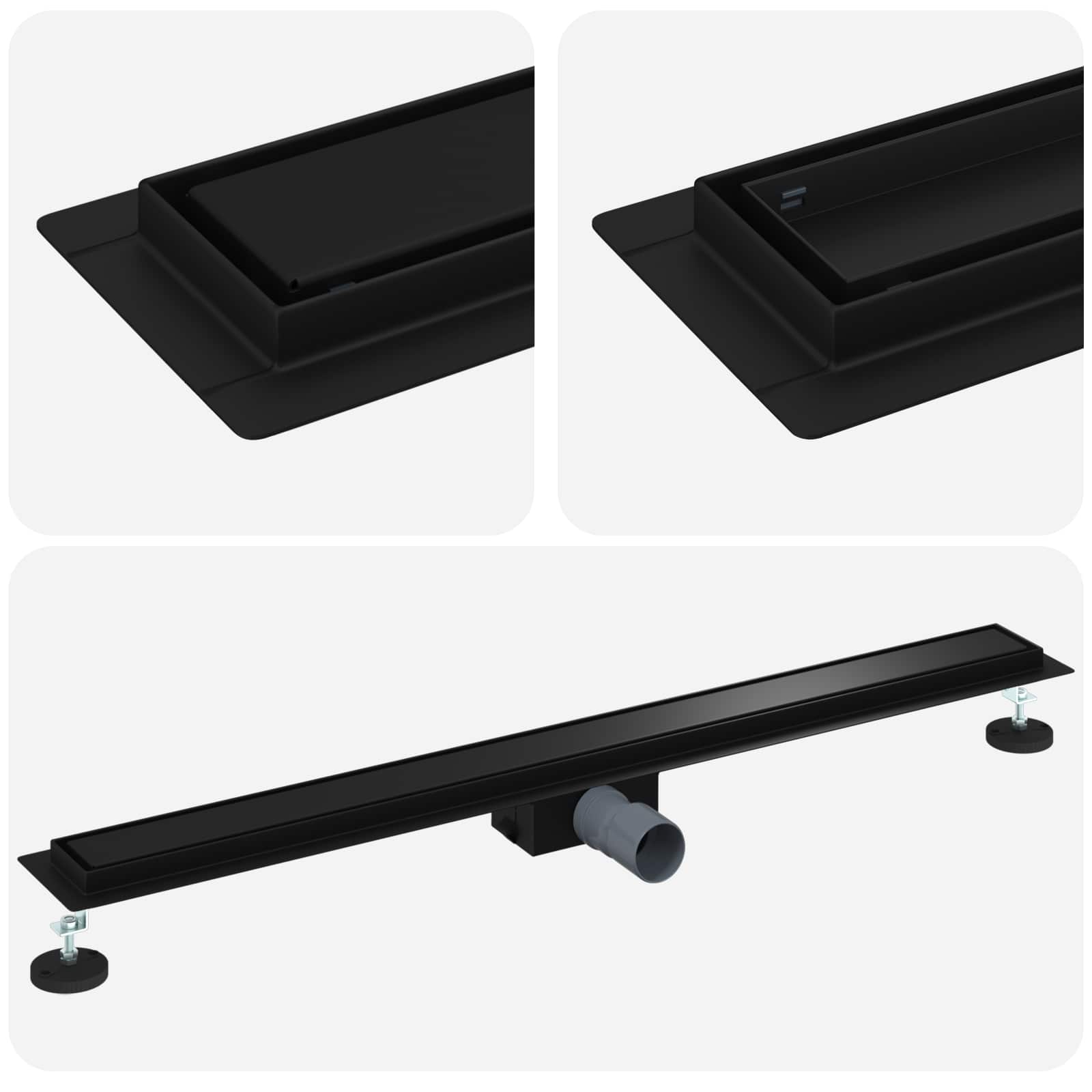 vidaXL 2 in 1 Shower Drain Black 100 cm Stainless Steel 304 2