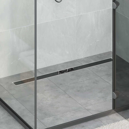 vidaXL Shower Drain Glass Cover with 360° Siphon Black 100 cm 1
